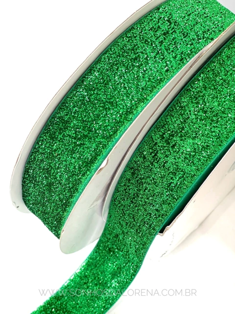 FITA DE LUREX SANDING 38MM VERDE BANDEIRA POR METRO