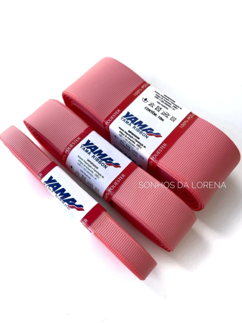 FITA GORGURÃO LISO YAMA COR 238 LT CORAL COM 10 METROS