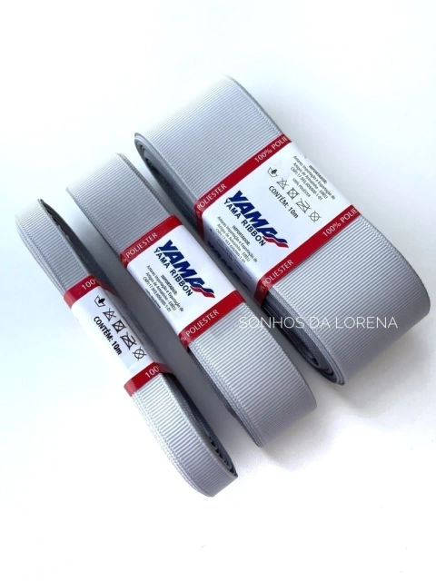 FITA GORGURÃO LISO YAMA 009 LIGHT SILVER COM 10 METROS