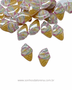 APLIQUES DE RESINA SORVETE COM CONFETES 2CM (2 UNIDADES)