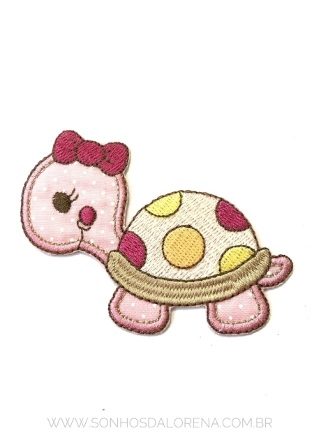 APLIQUE TERMOCOLANTE TARTARUGA ROSA TAM G 9X5CM UNIDADE