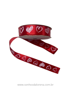 FITA SINIMBU ESTAMPA CORAÇÃO BRANCO (10METROS) TAMANHO:22MM ART: 1884/22 COR:01