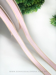 FITA IMPORTADA COM LISTRAS ROSÊ BORDA NUDE 1 METRO - comprar online