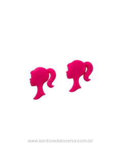 APLIQUE EMBORRACHADO SILHUETA BARBIE ROSA NEON 3CM (2 UNIDADES)