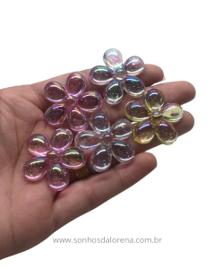 APLIQUES DE RESINA FLOR 5 PETALAS CORES MISTAS 2,5CM (5 UNIDADES) - comprar online