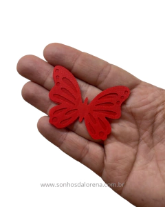 BORBOLETA VAZADA VERMELHA 4CM COM 02 UNIDADES - comprar online