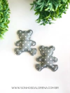 APLIQUE ALMOFADADO URSO VERDE COM POA 5CM 2 UNIDADES