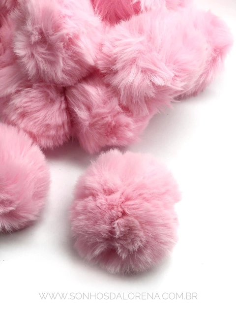 POMPOM DE PELUCIA 7CM ROSA BEBÊ GRANDÃO UNIDADE