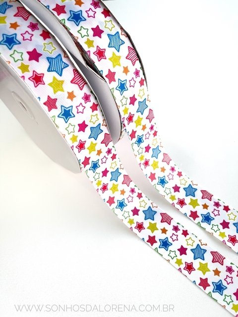 FITA ESTAMPADA COM ESTRELAS DE 38MM PEÇA COM 3 METROS