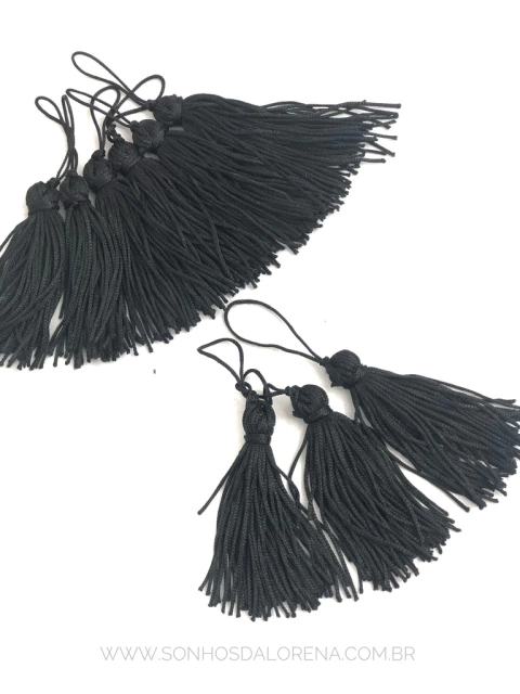 TASSEL POLIESTER 9,5 CM PRETO 2 UNIDADES