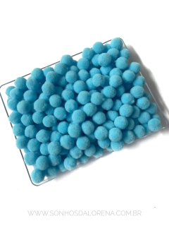 POMPOM DE FIBRA 10MM AZUL TURQUESA PACOTE COM 4 GRAMAS APROX. 50 UNIDADES
