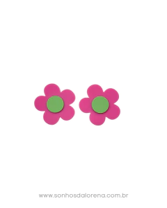 APLIQUE ACRILICO FLOR ROSA MEDIO COM VERDE 3,5CM ( 2 UNIDADES) na internet