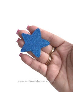 APLIQUE ESTRELA EVA COM GLITER AZUL G COM 04 UNIDADES TAMANHO 5CM X 5CM - comprar online