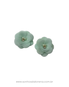 FLOR ORQUIDEA EM VOIL COM PEROLA E STRASS 3X3,5 VERDE BB 2 UNIDADES - loja online