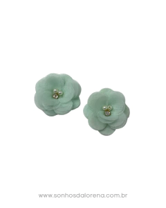 FLOR ORQUIDEA EM VOIL COM PEROLA E STRASS 3X3,5 VERDE BB 2 UNIDADES na internet