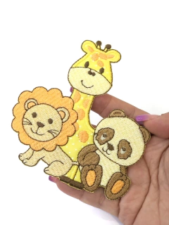 APLIQUE TERMOCOLANTE SAFARI URSO,GIRAFA E LEÃO TAM G 9,2X11CM UNIDADE - loja online