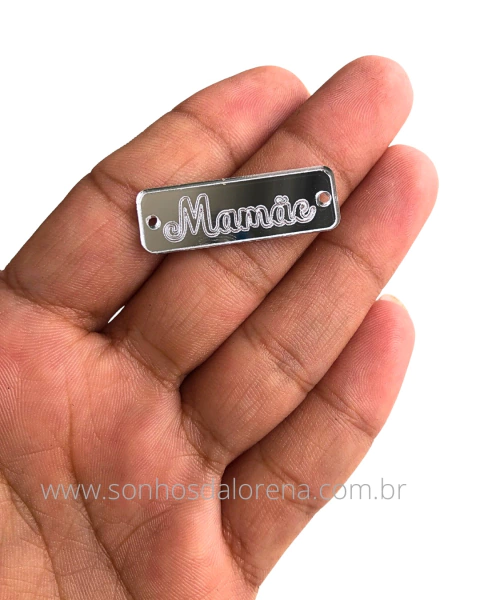 ETIQUETA DE ACRILICO RETANGULAR COM BORDA ARREDONDADA E FURO 3CMX10MM PERSONALIZADA 50 UNIDADES