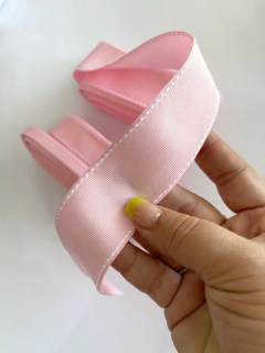 FITA PESPONTADA YAMA ROSA BEBÊ COM PESPONTO BRANCO (5METROS) 123W PEARL PINK - comprar online