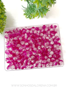BOLAS CRAQUELADAS MESCLADAS 8MM PINK/CRISTAL 30 GRAMAS