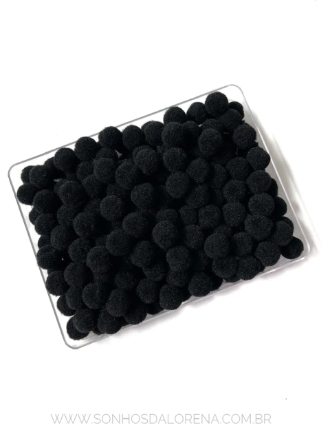 POMPOM DE FIBRA 10MM PRETO PACOTE COM 4 GRAMAS APROX. 50 UNIDADES