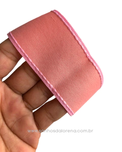 FITA YAMA POLIÉSTER DE 38MM SALMAO COM PESPONTO ROSA BEBE 3 METROS - comprar online