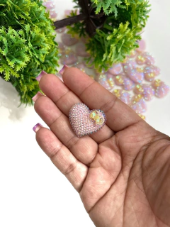 APLIQUE CRISTALIZADO CORAÇÃO LILAS COM LACINHO AMARELO COM 2 UNIDADES - comprar online