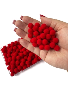 POMPOM DE FIBRA 10MM VERMELHO PACOTE COM 4 GRAMAS APROX. 50 UNIDADES - comprar online