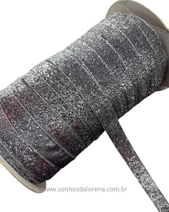 FITA DE LUREX SANDING 25MM PRATA POR METRO