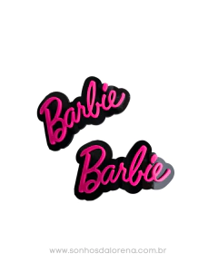 NOME BARBIE ROSA NEON COM PRETO CURVADA 7CM (1 UNIDADE)