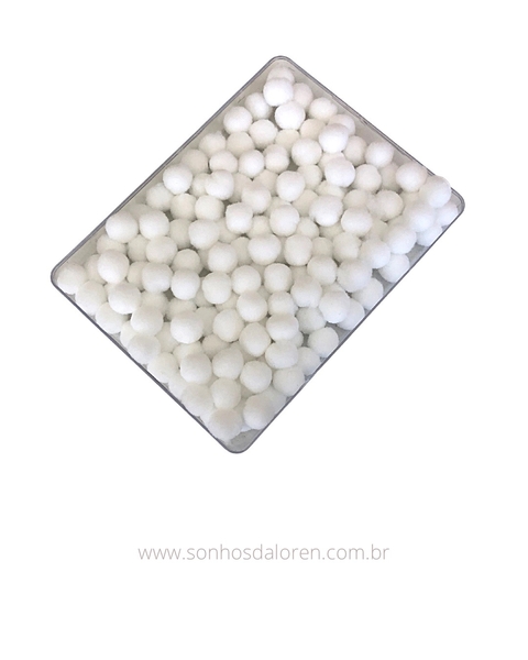 POMPOM DE FIBRA 10MM BRANCO PACOTE COM 4 GRAMAS APROX. 50 UNIDADES