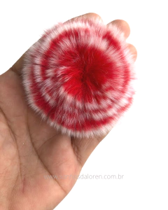 POMPOM ACHATADINHO DE PELUCIA 5,5CM VERMELHO MESCLADO 2UNIDADES - comprar online