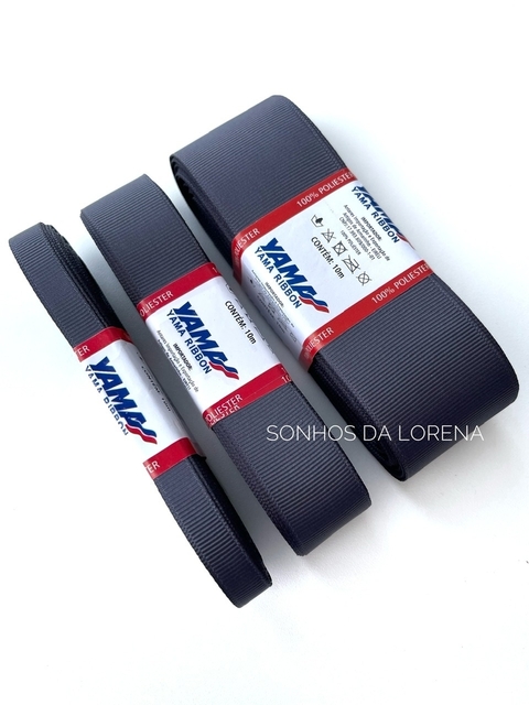 FITA GORGURÃO LISO YAMA COR 077 CHARCOAL COM 10 METROS