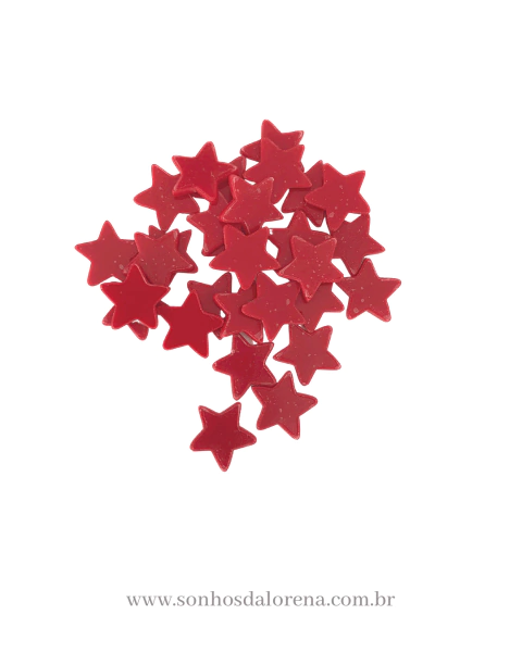 APLIQUE ACRILICO ESTRELA VERMELHA 1CM COM 30 UNIDADES