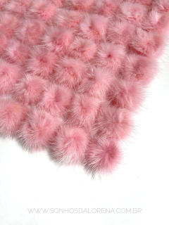 POMPONS ACHATADINHOS DE PELUCIA 4,5CM ROSA BEBE 2 UNIDADES