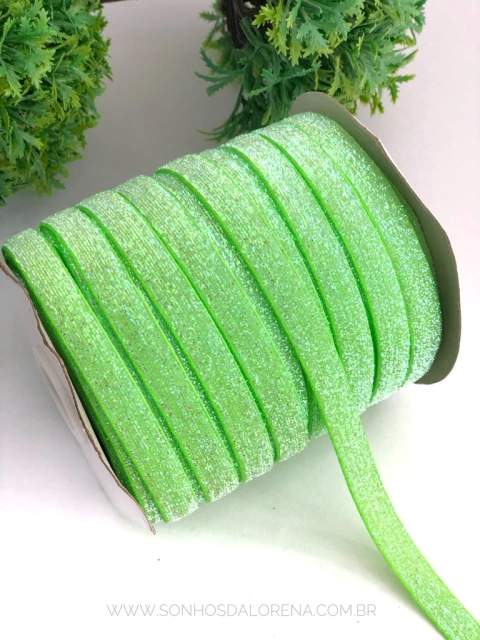 FITA DE LUREX 10MM VERDE NEON KIT COM 3 METROS