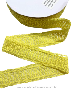 FITA RENDA AMARELA DE 38MM POR METRO