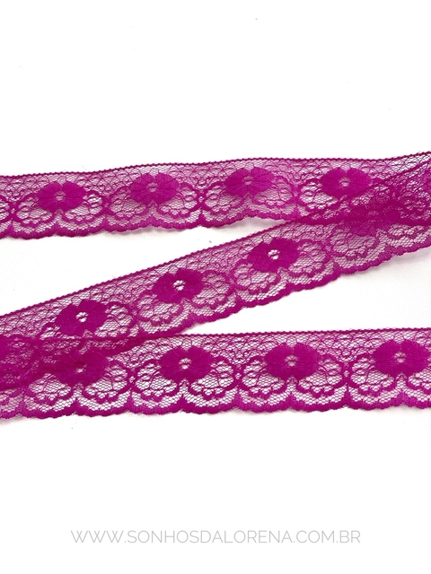 FITA RENDA RÍGIDA FUSCHIA DE 37MM COM 2 METROS
