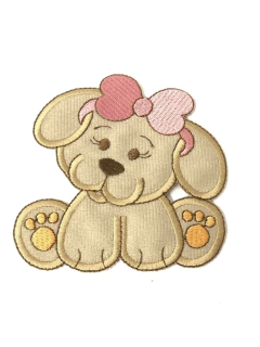 APLIQUE TERMOCOLANTE CADELINHA COM LAÇO ROSA TAM G 10X10CM UNIDADE - Sonhos da Lorena