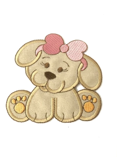 APLIQUE TERMOCOLANTE CADELINHA COM LAÇO ROSA TAM G 10X10CM UNIDADE - Sonhos da Lorena