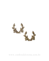 APLIQUE CHIFRE DE RENA NATALINA DE LONITA FLOCADA DOURADA 3CM X 2,5CM COM 02 UNIDADES