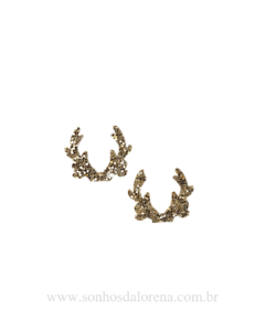 APLIQUE CHIFRE DE RENA NATALINA DE LONITA FLOCADA DOURADA 3CM X 2,5CM COM 02 UNIDADES