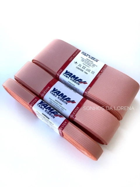 FITA GORGURÃO LISO YAMA COR 720 PEACH COM 10 METROS