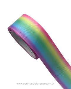 FITA GORGURÃO ESTAMPADA DEGRADÊ ARCO-IRIS COM 3 METROS na internet