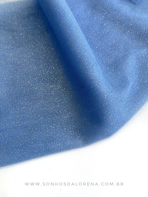 TULE COM GLITER AZUL BEBÊ 50CM X 1,50CM APROXIMADAMENTE