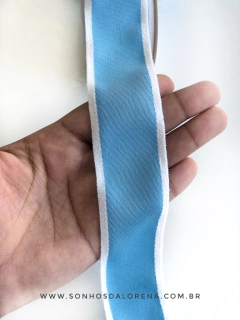 FITA COM BORDA PRINCESS 38MM AZUL BEBÊ POR METRO - comprar online