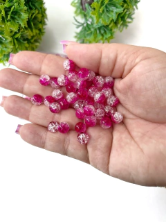 BOLAS CRAQUELADAS MESCLADAS 8MM PINK/CRISTAL 30 GRAMAS - comprar online