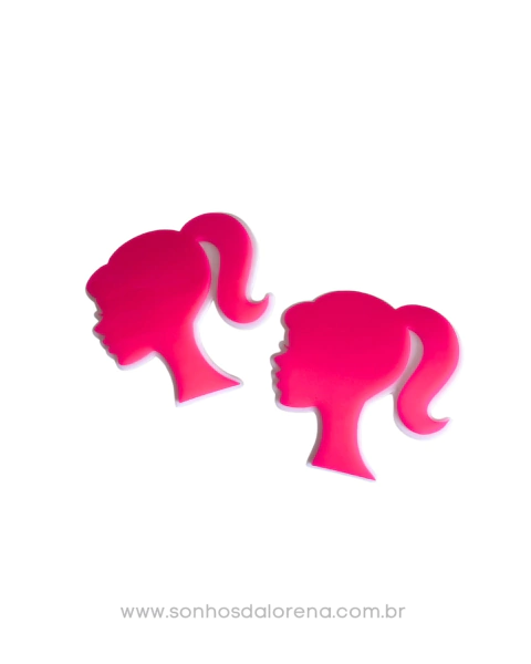 SILHUETA BARBIE ROSA NEON COM BRANCO 7CM CURVADA (1 UNIDADE)