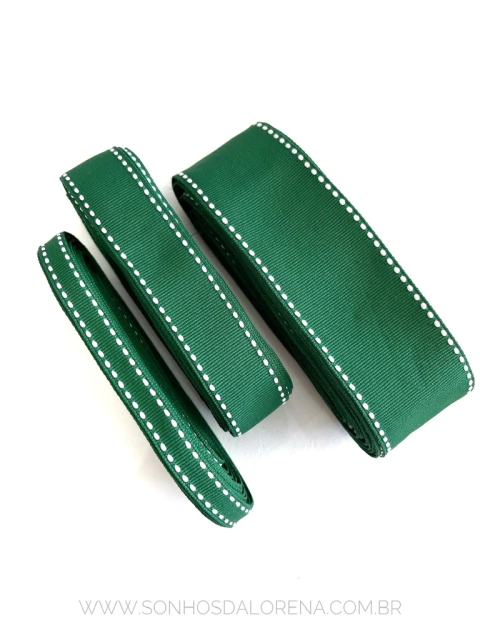 FITA PESPONTADA YAMA VERDE BANDEIRA 587 COM PESPONTO BRANCO (5 METROS)