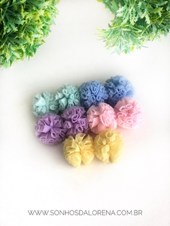 KIT COM 10 POMPONS DE MALHA MISTOS TONS CANDY 2CM