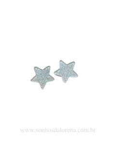 APLIQUE ACRILICO ESTRELA NATALINA PRATA 2,5CM 02 UNIDADES